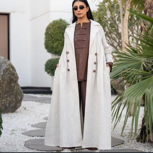 عباية لينن طبيعي مع بدلة داخلية من تنسيقات الصيف و...