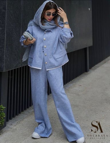 Sky blue ست للصيف والسفر بلون