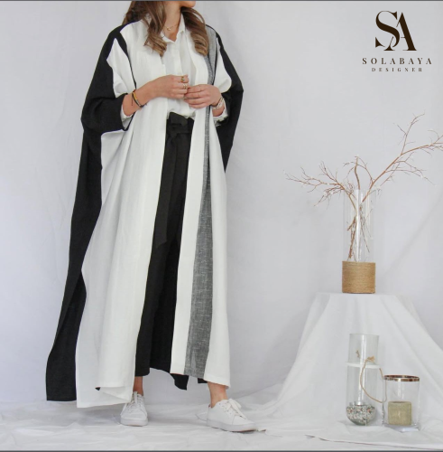 تصميم كلاسيكي بقماش لينن طبيعي وتناسق اللونين عجيب...