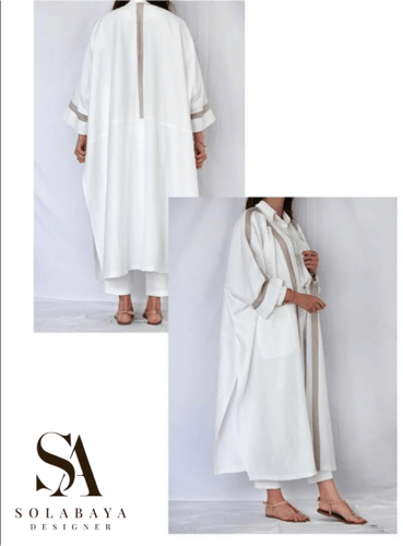 عباية للصيف والسفر بقماش لينن طبيعي