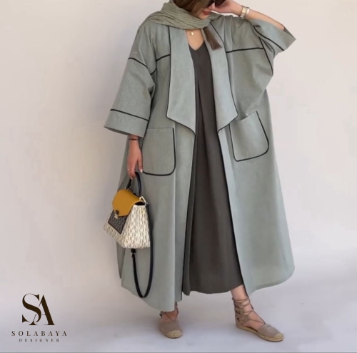 عباية لينن طبيعي فري سايز للصيف والسفر