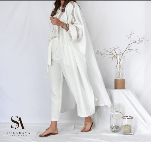 عباية للصيف والسفر بقماش لينن طبيعي