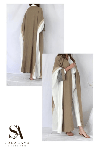 عباية بقماش اللينن الطبيعي بقصة واسعة والوان زاهية
