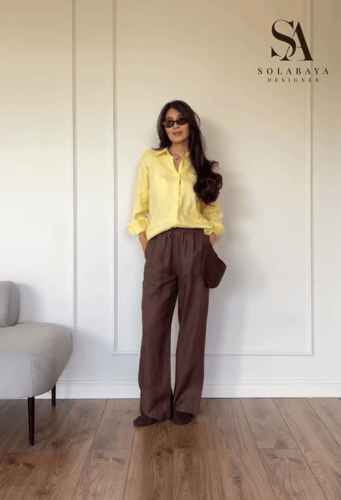 طقم لينن طبيعي بأجمل لونين للموسم