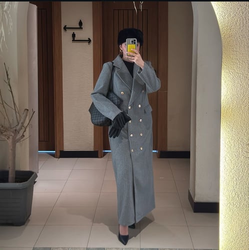 جاكيت شتوي رمادي رسمي بستايل أنيق