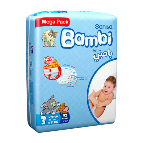 سانيتا بامبي رقم 3 وسط 92 حفاضة