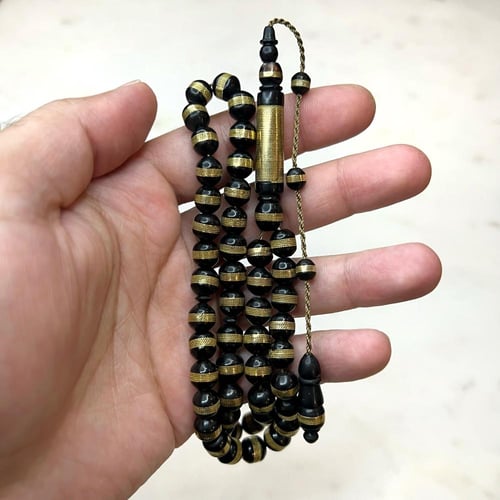 مسباح خشب الابانوس مجدول نحاس