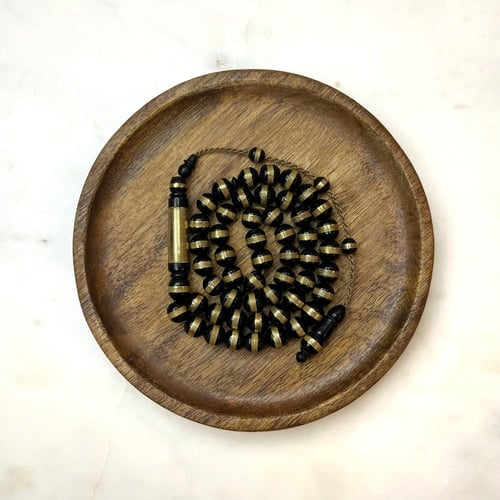 مسباح خشب الابانوس مجدول نحاس