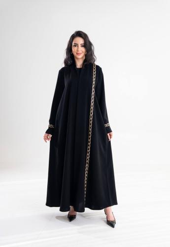 عباية كريب سيراميك بشك ذهبي وأسود