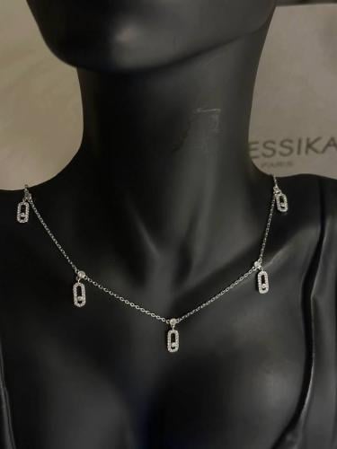 شوكر مسيكا فضي + ذهبي مع الحلق