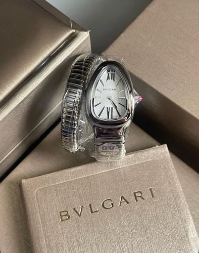 ساعة بولغاري فضي مينا اسود ، مينا ابيض