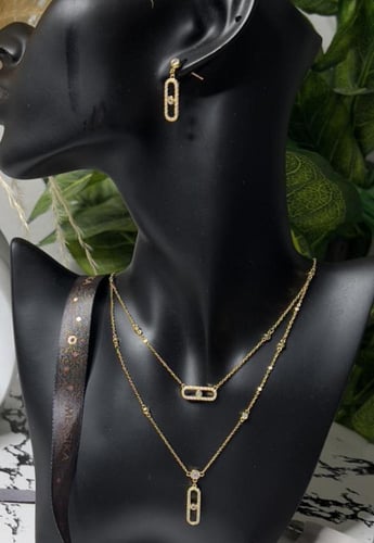 سلسال ميسيكا مع الحلق ذهبي-فضي