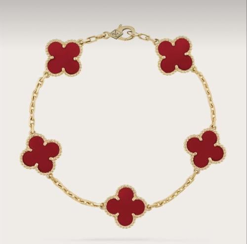اسوارة van cleef لون أحمر مطلي ذهب