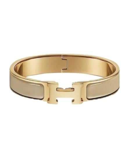 اسوارة Hermes لون بيج مقاس 17 مطلي ذهب
