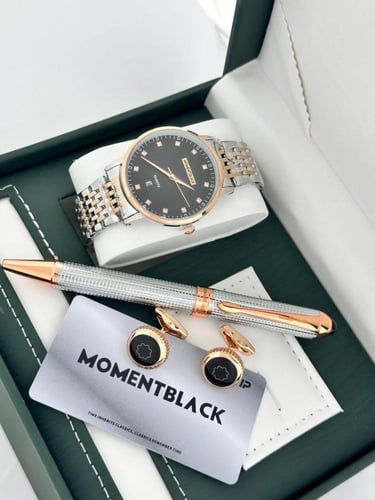 طقم ساعه رجاليه فخمه جديدنا من MOMENT BLACK اطقم ا...