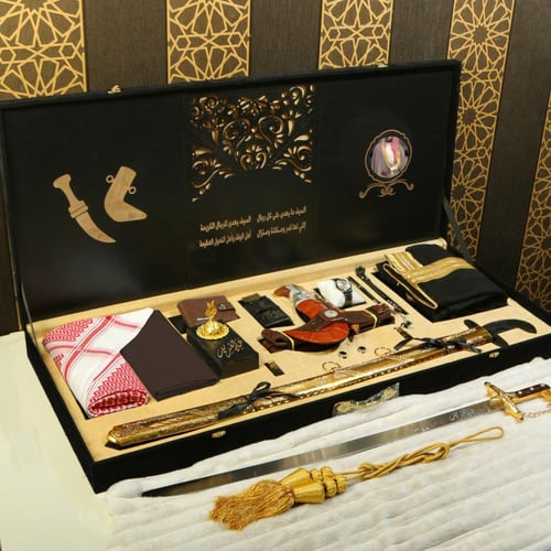 بوكس سيف رجالي ملكي سيف مع خنجر وبشت وكسسوارات رجا...