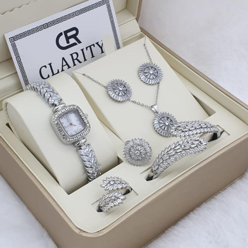 طقم ساعة نساية فصوص زركون