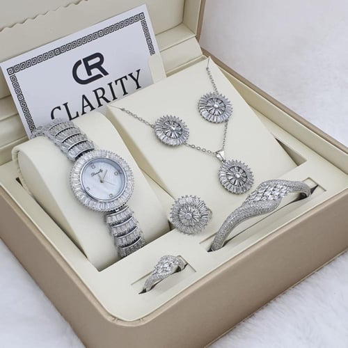 طقم ساعة نساية فصوص زركون