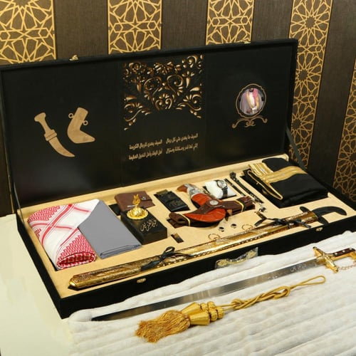 بوكس سيف رجالي ملكي سيف مع خنجر وبشت وكسسوارات رجا...