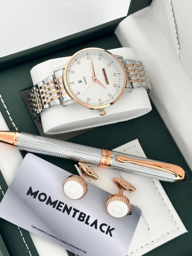 طقم ساعه رجاليه فخمه جديدنا من MOMENT BLACK اطقم ا...