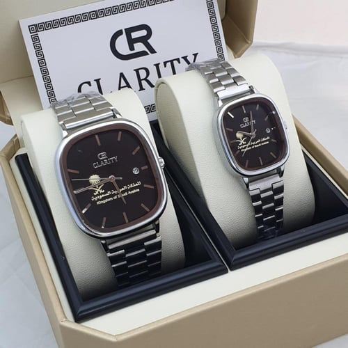 طقم ساعه زوجين ماركه كليرتي تصميم حصري مع شعار الم...