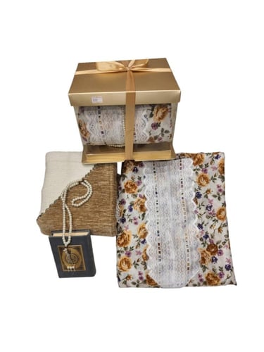 طقم صلاه رمضانية نسائية سجاد وشرشف ومصحف وسبحه ومب...