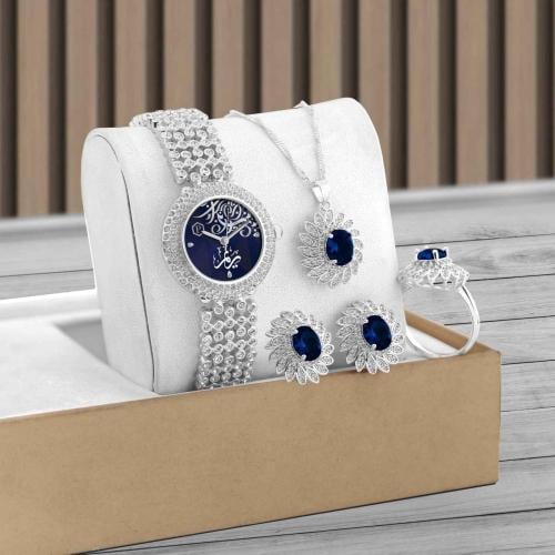 اطقم ساعة نسائي بشكل فخم مع واكسسوارت