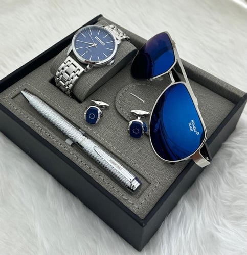 طقم ساعه رجالي استيل MOMENTBLACKفاخر واناقه