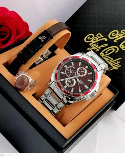 هديه رجالي طقم ساعه مع الاساور تصميم خاص