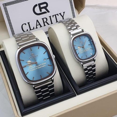 طقم ساعه زوجين ماركه كليرتي تصميم حصري مع شعار الم...