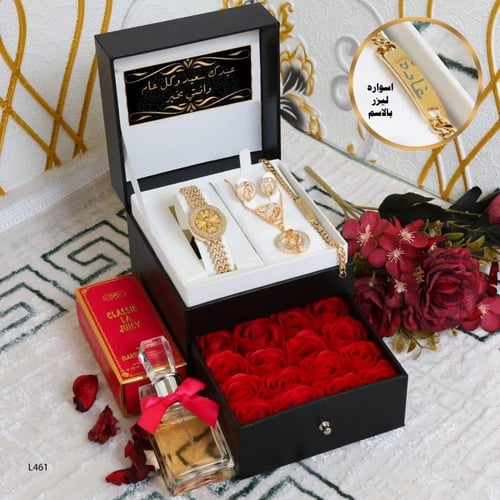 هدية نسائي فاخره ساعة فخمه راقية بوكس جذاب مع تنسي...