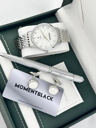 طقم ساعه رجاليه فخمه جديدنا من MOMENT BLACK اطقم ا...