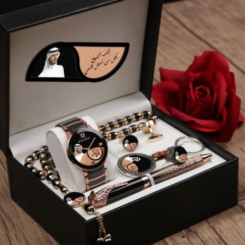طقم ساعه هدايا العيد رجالي راقية بالإسم والصورة وك...