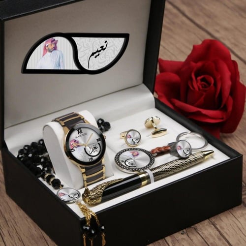 طقم ساعه هدايا العيد رجالي راقية بالإسم والصورة وك...