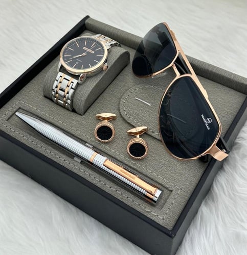 طقم ساعه رجالي استيل MOMENTBLACKفاخر واناقه