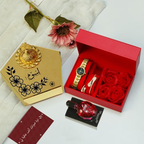 هديه نسائي فاخره طقم ساعه مع مبخره اكرليك تصميم خا...