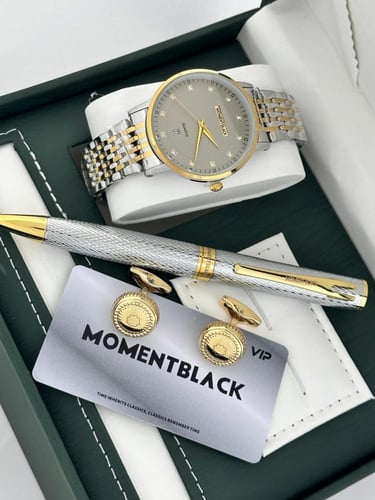 طقم ساعه رجاليه فخمه جديدنا من MOMENT BLACK اطقم ا...