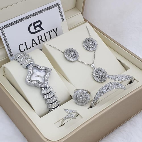 طقم ساعة نساية فصوص زركون