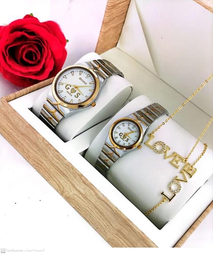 طقم ساعه زوجين ضد الماء مع الاكسورات تصميم حسب الط...