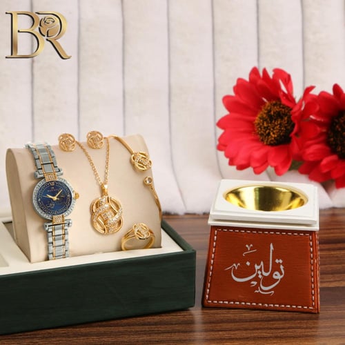 طقم ساعة نسائية مع مبخرة واكسوارات