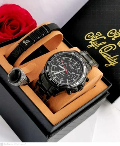 هديه رجالي طقم ساعه مع الاساور تصميم خاص