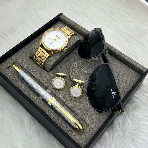 طقم ساعه رجالي استيل MOMENTBLACKفاخر واناقه