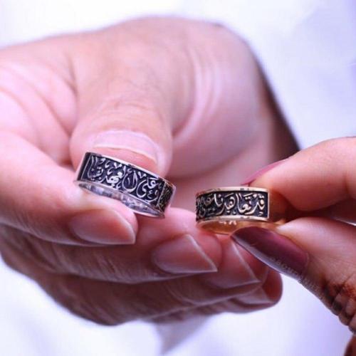 خاتم فضة منحوت بالليزر عيار 925