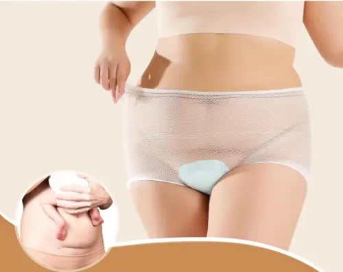 كلوت سراويل داخلية قصيرة شبكية للاستعمال مرة واحدة للنساء من كيرر، ملابس داخلية للامهات لفترة ما بعد الولادة والتعافي من الولادة ا...