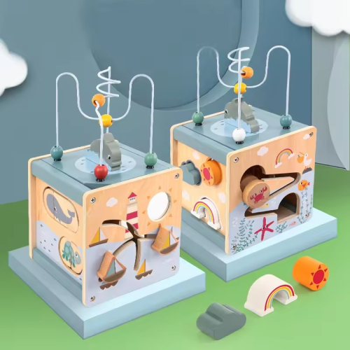 صندوق النشاط الخشبي للأطفال 6-12 شهر