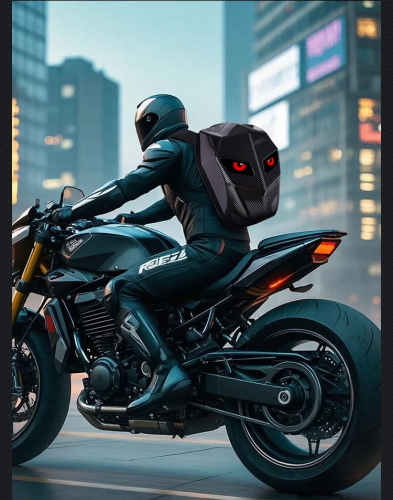 حقيبة ظهر LED للرجال بغطاء صلب LED للدراجات الناري...