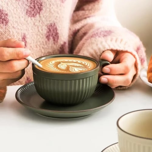 طقم كوب قهوة مع صحن سيراميك