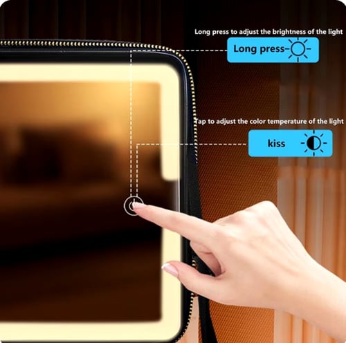 حقيبة تنظيم مستحضرات تجميل مع مرآه ذكية