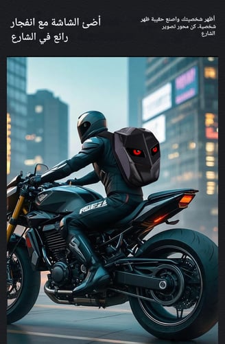 حقيبة ظهر LED للرجال بغطاء صلب LED للدراجات الناري...