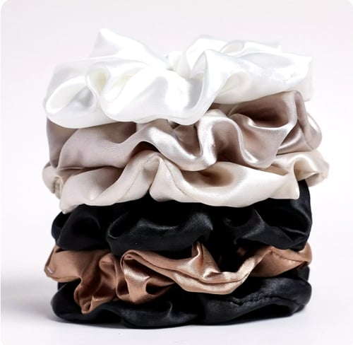 ربطة شعر ساتان 6 قطع متعددة الالوان